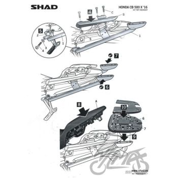 Kohvri adapter, ülemine - Shad, Honda CB500X ´13-´16