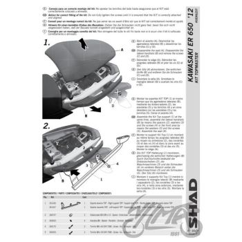 Kohvri adapter, ülemine - Shad, KAWASAKI er6 n/6f