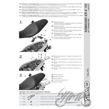 Kohvri adapter, ülemine - Shad, KAWASAKI er6 n-f