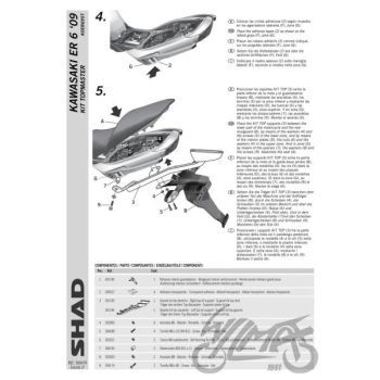 Kohvri adapter, ülemine - Shad, KAWASAKI er6 n-f