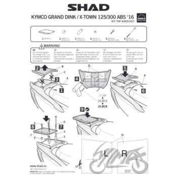 Kohvri adapter, ülemine - Shad, kymco x-town 125