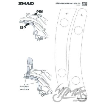 Kohvri adapter, külgmine - Shad, KAWASAKI vulcan s