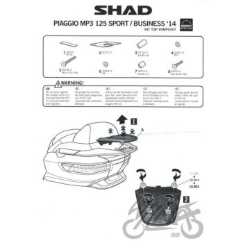 Kohvri adapter, ülemine - Shad, Piaggio mp3 sport