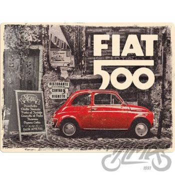 Märk (plekist) 30x40 fiat 500 punane auto