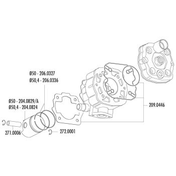 silindrikomplekt Polini malm sport 80cc Derbi Senda GPR, Gilera GSM SMT RCR Zulu EBE / EBS jaoks