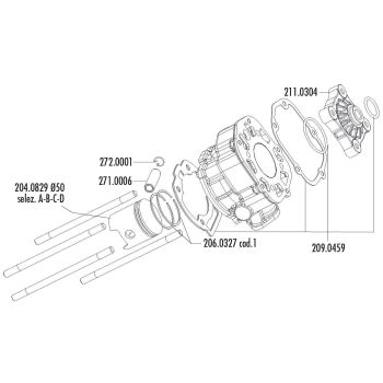 silindrikomplekt Polini alumiinium racing 80cc 50mm Piaggio / Derbi mootorile D50B0 jaoks
