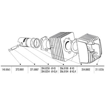 cylinder kit Polini cast iron sport 63cc 12mm piston pin for Piaggio Ciao