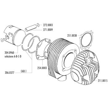 silindrikomplekt Polini alumiiniumist racing 177cc 63mm Vespa PX, TS, Sprint, LML Star 125-150cc jaoks