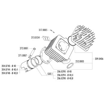 silindrikomplekt Polini malm sport 50cc 40mm Peugeot vertikaalne AC jaoks