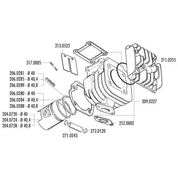 silindrikomplekt Polini malm sport 50cc Minarelli vertikaalsele mootorile