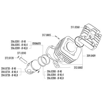 silindrikomplekt Polini malm sport 50cc 10mm kolvisõrmega Minarelli horisontaalsele AC-le