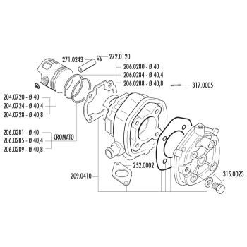 silindrikomplekt Polini malm sport 50cc Minarelli horisontaalne LC jaoks