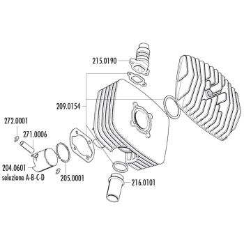silindrikomplekt Polini 80cc Series 6000 48mm Zündapp Corsa 50 jaoks