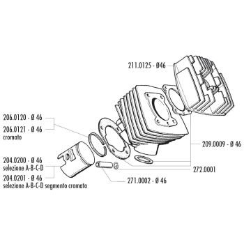 cylinder head Polini 65cc 46mm for Peugeot 103, 104, 105, GL 10, SPX 50