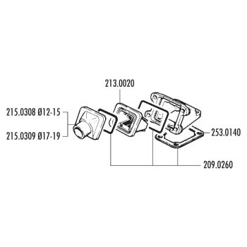 intake manifold Polini reed block 15/19mm for Peugeot 103, 103 SP, HP, MVL 50