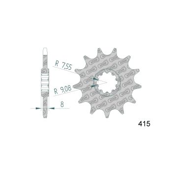 101 Octane eesmine hammasratas 12 hammast 415 Aprilia RS50 93-98, Rieju Drac 6-käiguline