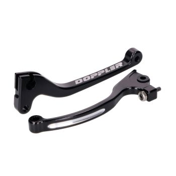 Doppler piduri- ja sidurihoobade komplekt CNC must Rijeu, Derbi, Sherco (AJP piduritega)