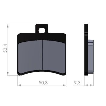 Brake pads -BGM 50.9x53.5mm- Sachs Speedjet 50, Aprilia SR 50cc 2000 (r), Atlantic (Arrecife) 125cc 2003 (r), Scarabeo 125cc 1998 (r), Scarabeo 150cc 1998 (r), Atlantic (Arrecife) 200cc 2003 (r), Scarabeo 200cc 2001 (r), Leonardo 250cc 1999 (r), Atlantic