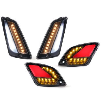 Indicator set front + rear -MOTO NOSTRA (2019-) dynamic LED sequential light, front with day time running light and rear with position light (E-mark)- Vespa GTS 125-300 HPE (2019-) - smoked
