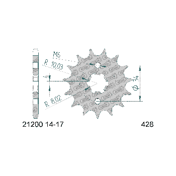 front sprocket AFAM 14 teeth 428 for Rieju RS3, Yamaha DT 125, Beta, Sherco, Malaguti