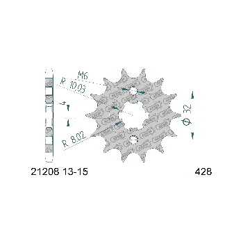 front sprocket AFAM 14 teeth 428 for Yamaha Motor 125 LC YI-3 Beta, HM, MH, Rieju, Yamaha