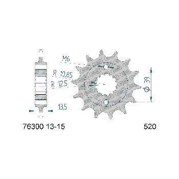 AFAM esihammasratas 15 hammast 520 mudelitele Kymco KXR, Maxxer, MXU 250/300, TGB Blade, Target