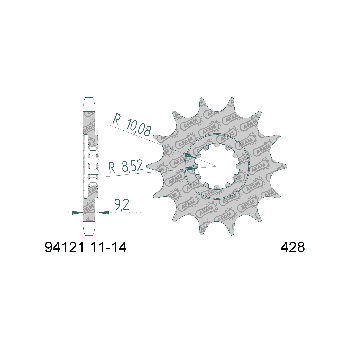 AFAM eesmine hammasratas 12 hammast 428 mudelitele HM-Moto CRE Baja, Derapage, SIX