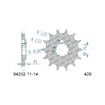 AFAM eesmine hammasratas 14 hammast 428 mudelitele Beta RR Enduro -04, SM -02