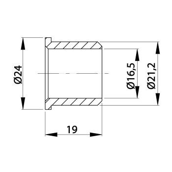 bottom bracket bushing Buzzetti 16x21x19mm for Puch Maxi, X30 mopeds with treadle / pedals