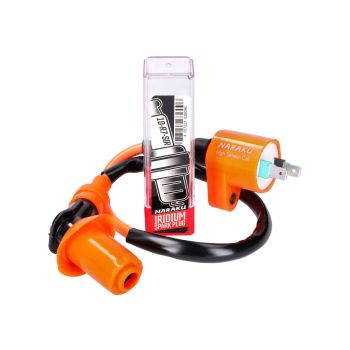 Süütesüsteemi uuenduskomplekt Naraku süütepool ja iridium süüteküünal GY6 139QMB jaoks