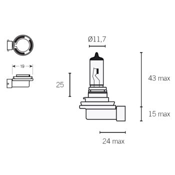 Vparts esilaterna pirn halogeen H8 PGJ19-1 12V 35W