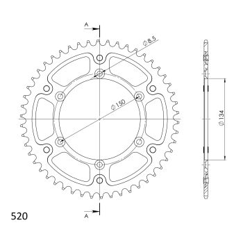 Supersprox Stealth rear sprocket KA KX125/250/450/500 Gold