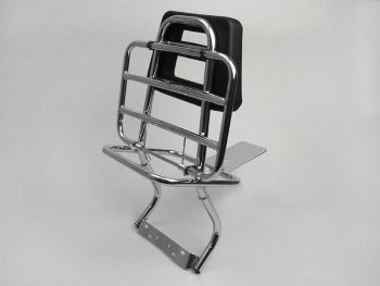 Rack with backrest -MOTO NOSTRA- Vespa PX80, PX125, PX150, PX200 - chrome
