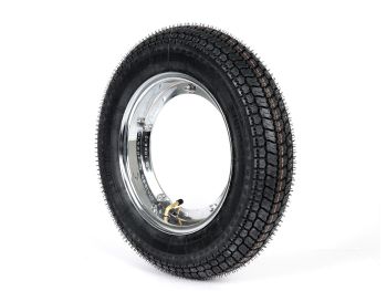 Wheel assembly (tyre mounted on rim ready to drive) -BGM Classic, Vespa Largeframe PX, Sprint, Rally, GT, GTR, TS, T4, LML Star/Stella- 3.50 - 10 inch TT 59P (reinforced) - rim steel, painted 2.10- 10 - chrome
