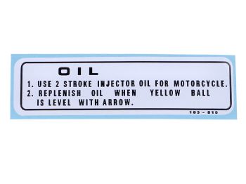 Sticker two-stroke oil 22x75mm for Honda MT, MB 5, 8, 50, 80