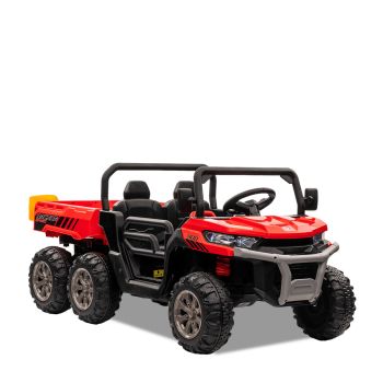 TRACTEUR ENFANT 6X6 AVEC BENNE BASCULANTE ÉLECTRIQUE ROUGE