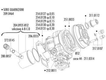 cylinder head Polini racing Big Evolution 94cc 52mm for Piaggio LC