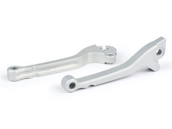 brake lever clutch lever set BGM PRO CNC silver matte ABE for Vespa PX (year 1998-2003), LML Star, Stella, disc brake GRIMECA