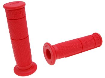 handlebar rubber grip set Domino half waffle quad, ATV thumb throttle 22/22mm - red