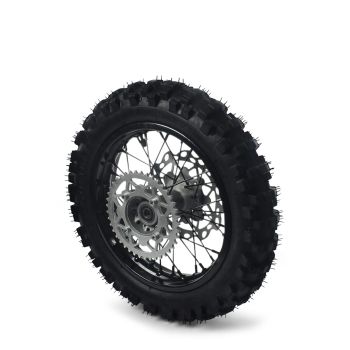 ROUE COMPLETE ARRIERE ACIER AVEC PNEU YUANXING NOIRE 12" - 15