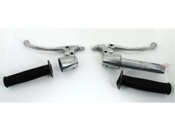 Throttle and clutch lever set with rubber grips for Zündapp, Hercules