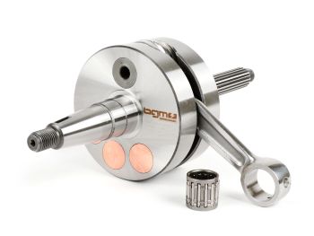 Crankshaft long stroke -BGM Evolution 2 55mm stroke, 110mm conrod, Ø=90mm webs - Piaggio Maxi 2-stroke, Aprilia SR125, Gilera Runner 125FX, 180FXR, Italjet Dragster 125, 180, Piaggio SKR125, SKR150, TPH125, Skipper125, Skipper150, Hexagon 125EX, 150EX, 1