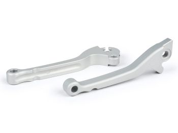 brake lever + clutch lever set BGM PRO CNC, silver matte, ABE for Vespa PX (year 2004-) HENG TONG disc brake