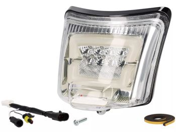 Tail light incl. frame -MOTO NOSTRA, LED ´Boulder´- Vespa GTS (2019-) GTS125 iGet, GTS300 HPE, GTS SUPER 125/300 HPE, GTS SUPERSPORT 125/300, GTS SUPERTECH 125/300 HPE - Glass colourless/ Frame shiny black