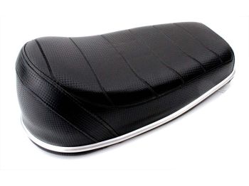Seat bench Carbon Look Black 360mm x 175mm 90mm with chrome strip for Puch Maxi, Zündapp, Kreidler, Hercules, DKW